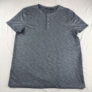 Marc Anthony Henley Mens XL Pepper Chambray Short Sleeve Base Layer Casual Shirt
